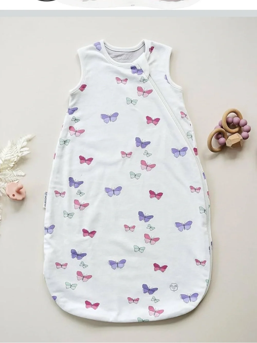 Woolino Merino Wool Baby Sleeping Bag - 4 Season Butterfly print 18-36 month